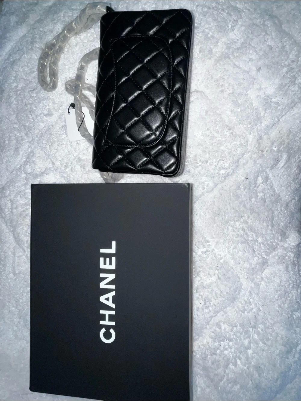 CHANEL Black Lambskin Shoulder Bag with Gold Hardware